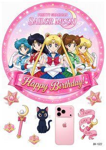 Вафельная картинка "Sailor Moon" "День рождения" /ВК-1022/-А4 ВК-1022 фото