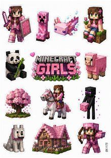 Вафельная картинка "MineCraft girls" "День рождения" /ВК-1175/-А4 ВК-1175 фото