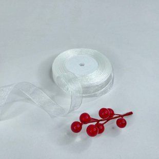 Стрічка - органза ✿ , 2 см, біла (холодний відтінок), 46 м - рулон СО-20-378/8-1 фото