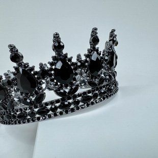 Металлическая легкая корона на торт, "⭐черная⭐", ПРЕМИУМ✚, &empty;12 см КТП-12-9 фото