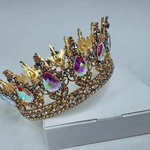 Корона на торт, "золото - голограмма", ПРЕМИУМ, &empty;12 см КТП-12-1 фото