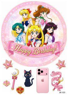 Вафельная картинка "Sailor Moon" "День рождения" /ВК-1025/-А4 ВК-1025 фото