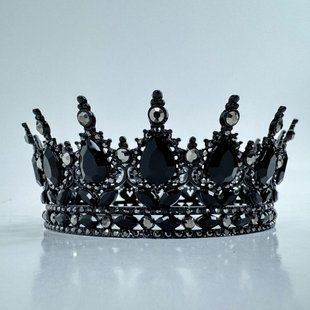 Металлическая легкая корона на торт, "⭐черная/голограма⭐", ПРЕМИУМ✚, &empty;12 см КТП-12-10 фото